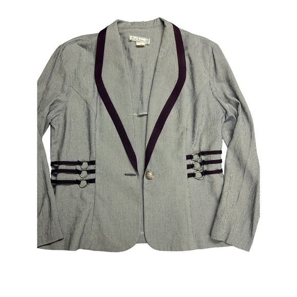 Vintage Womens Blazer Equestrian Harness Ring Detail Houndstooth Academia - Picture 8 of 16